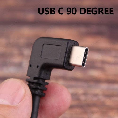 90 Derece Sol Açılı USB 3.0 to 90 Derece Type-C Şarj/Data Kablosu 1 Metre
