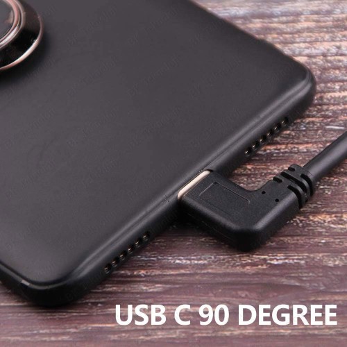 90 Derece Sol Açılı USB 3.0 to 90 Derece Type-C Şarj/Data Kablosu 1 Metre