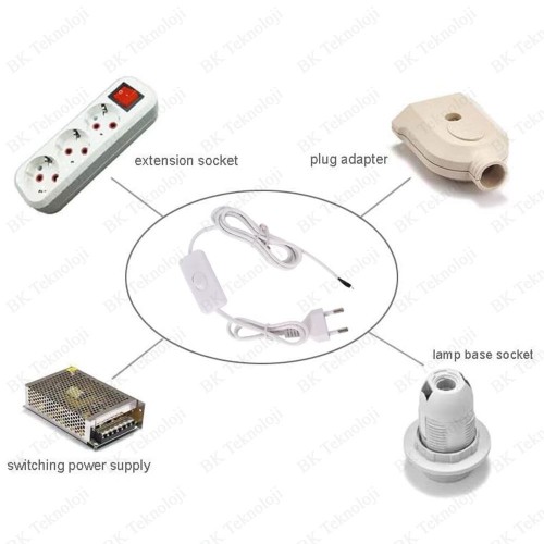 220 Volt Anahtarlı Fişli Açık Uçlu Güç Kablosu 1 Metre Beyaz 220 Volt Anahtarlı Fişli Açık Uçlu Güç Kablosu 1 Metre Beyaz