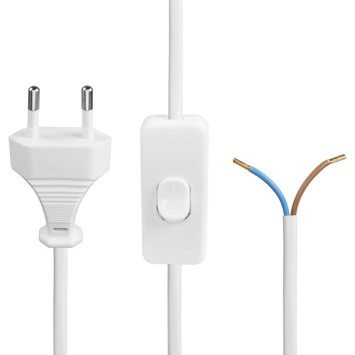 220 Volt Anahtarlı Fişli Açık Uçlu Güç Kablosu 1 Metre Beyaz 220 Volt Anahtarlı Fişli Açık Uçlu Güç Kablosu 1 Metre Beyaz