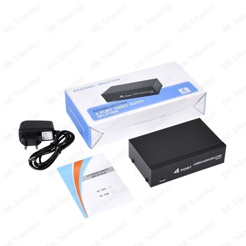 4 Port 1 Giriş 4 Çıkış Kompozit Video Ses Ayırıcı Çoklayıcı Splitter