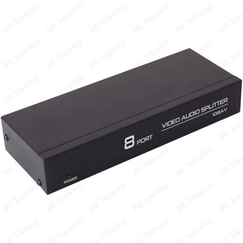 8 Port 1 Giriş 8 Çıkış Kompozit Video Ses Ayırıcı Çoklayıcı Splitter