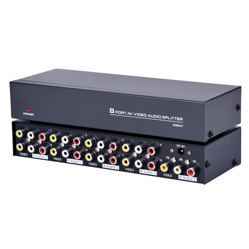 8 Port 1 Giriş 8 Çıkış Kompozit Video Ses Ayırıcı Çoklayıcı Splitter