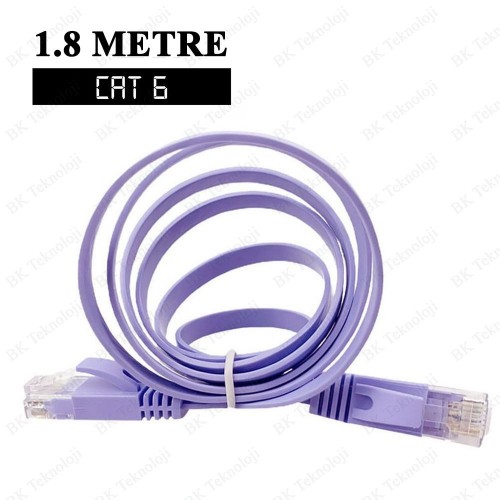 Cat6 Flat Yassı Ethernet Network Ağ Kablosu 1.8 Metre