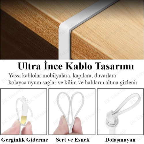 Cat6 Flat Yassı Ethernet Network Ağ Kablosu 1.8 Metre