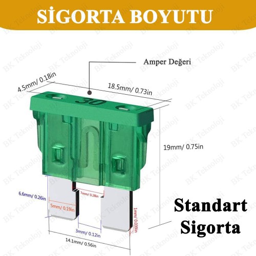 10 Adet Bıçak Oto Sigorta Seti (5A 7.5A 10A 15A 20A 25A 30A)