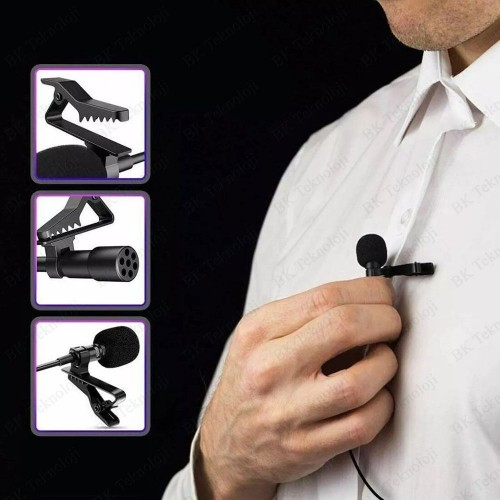 3.5mm 3 Boğumlu Yaka Mikrofonu Cep Telefonu, Tablet, Notebook Uyumlu