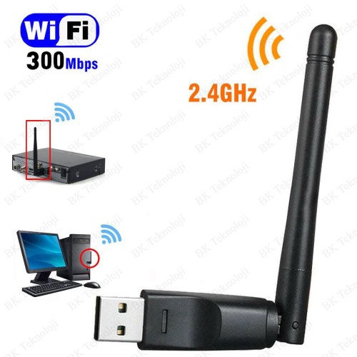 Yüksek Hızlı Antenli 300 MBPS IP Uydu Alıcı Uyumlu USB Wifi Adaptör
