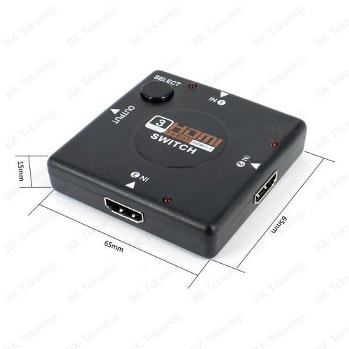 3x1 Mini HDMI Switch 3 Giriş 1 Çıkış HDMI Seçici 