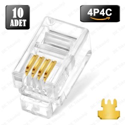 4P4C RJ9 4 Pinli Konnektör - R9 Jack - Telefon Ahize Kablo Ucu 4P4C RJ9 4 Pinli Konnektör - R9 Jack - Telefon Ahize Kablo Ucu
