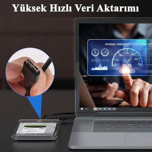 USB 3.0 2.5” SATA SSD/HDD Taşınabilir Şeffaf Harici Disk Muhafaza Kutusu