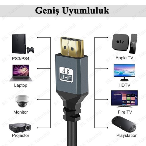 Spiral Tasarım Ultra HD 4K 60hz HDMI Kablo - 1.5 Metre Spiral Tasarım Ultra HD 4K 60hz HDMI Kablo - 1.5 Metre