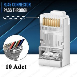 EZ RJ45 Cat6 Yeni Nesil Delikli Çapraz Pinli Konnektör - 10 Adet EZ RJ45 Cat6 Yeni Nesil Delikli Çapraz Pinli Konnektör - 10 Adet