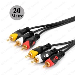 3RCA Erkek 3 RCA Erkek Kompozit Ses Video AV Kablosu - 20 Metre 3RCA Erkek 3 RCA Erkek Kompozit Ses Video AV Kablosu - 20 Metre