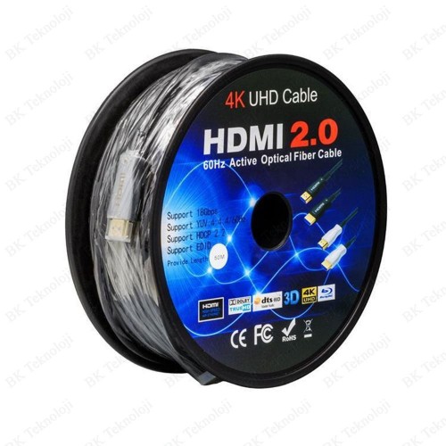 4K UHD Premium Yüksek Kalite HDMI 2.0 AOC Fiber Optic Kablo 50 Metre