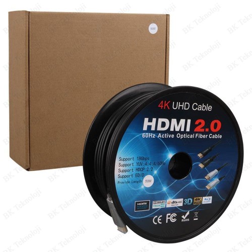 4K UHD Premium Yüksek Kalite HDMI 2.0 AOC Fiber Optic Kablo 50 Metre