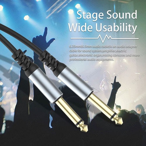 Yüksek Kalite 6.35mm 1/4" Mono Gitar Mikrofon Amfi Enstrüman Kablosu - 5 Metre