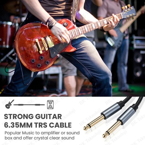 Yüksek Kalite 6.35mm 1/4" Mono Gitar Mikrofon Amfi Enstrüman Kablosu - 5 Metre