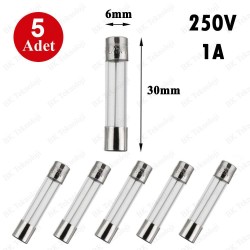 1A 250V 6X30mm Cam Sigorta 5 Adet