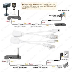 IP Kameralar için RJ45 Pasif POE Kablo Adaptör Seti Beyaz IP Kameralar için RJ45 Pasif POE Kablo Adaptör Seti Beyaz