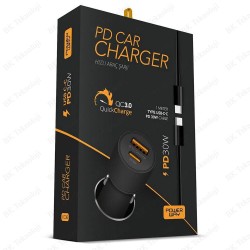 Powerway CC36 30W PD + QC 3.0 Çift Çıkışlı Metal Araç Şarj Cihazı – Kablolu Set Powerway CC36 30W PD + QC 3.0 Çift Çıkışlı Metal Araç Şarj Cihazı – Kablolu Set