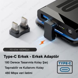 Type-C Erkek-Erkek 180 Derece U Şekilli Dirsek Adaptör
