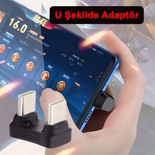 Type-C Erkek-Erkek 180 Derece U Şekilli Dirsek Adaptör Type-C Erkek-Erkek 180 Derece U Şekilli Dirsek Adaptör