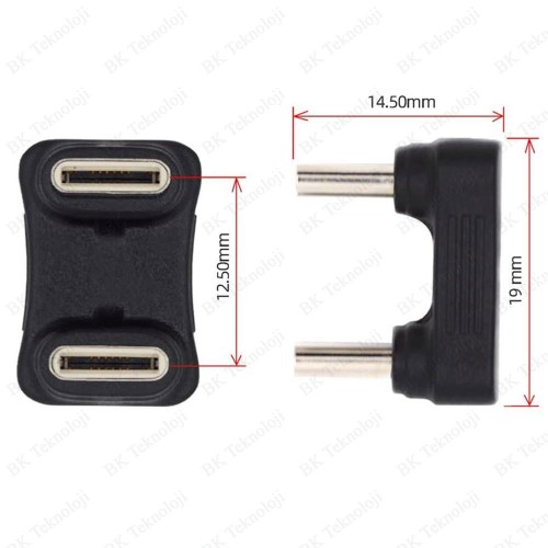 Type-C Erkek-Erkek 180 Derece U Şekilli Dirsek Adaptör Type-C Erkek-Erkek 180 Derece U Şekilli Dirsek Adaptör