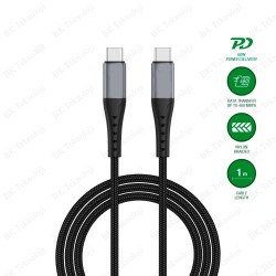 3A/60W Type-C to Type-C Örgülü Hızlı Şarj ve Data Kablosu – 1 Metre