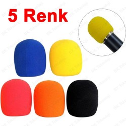 5 Renk El Mikrofonu Sünger Seti – Rüzgar ve Pop Filtre (Sarı / Turuncu / Kırmızı / Mavi / Siyah)