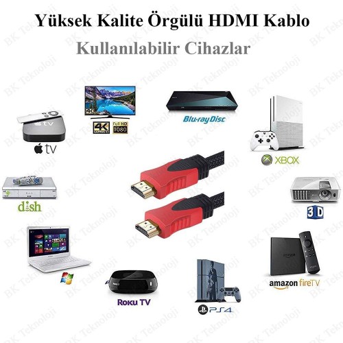 Full HD 3D Örgülü HDMI Kablo 30 Metre | HDMI 1.4 1080p Altın Uçlu Full HD 3D Örgülü HDMI Kablo 30 Metre | HDMI 1.4 1080p Altın Uçlu