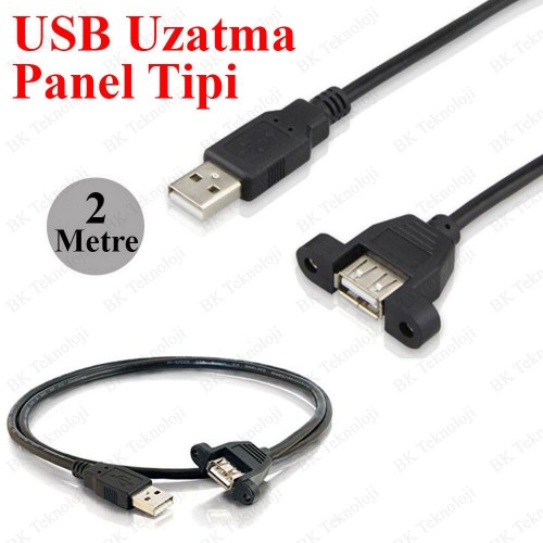 Panel Tipi Vidalı USB 2.0 Uzatma Kablosu-2 Metre