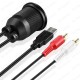 Panel Tipi USB 2.0 + 3.5mm AUX Dişi - USB + 2 RCA Erkek Uzatma Kablosu (2Metre)