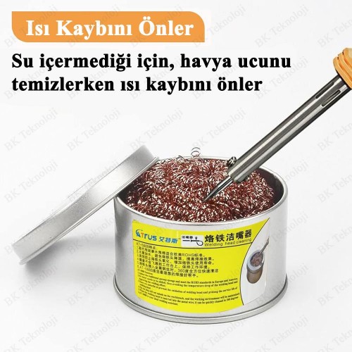 Susuz Havya Ucu Temizleme Seti - Profesyonel Lehim Ucu Temizleyici Tel ve Metal Kutu