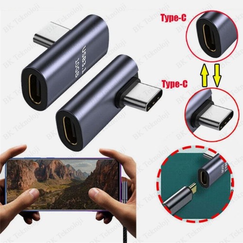 USB 3.1 Type-C Erkek – Type-C Dişi Çevirici Adaptör 10Gbps Hızlı Veri ve Şarj Desteği