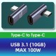 USB 3.1 Type-C Erkek – Type-C Dişi Çevirici Adaptör 10Gbps Hızlı Veri ve Şarj Desteği