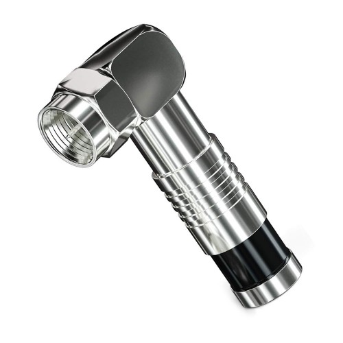 Sıkmalı RG6/U6 L Tipi F Konnektör (Pense Gerektirir) – 90° Açılı Çevirmeli F Jack