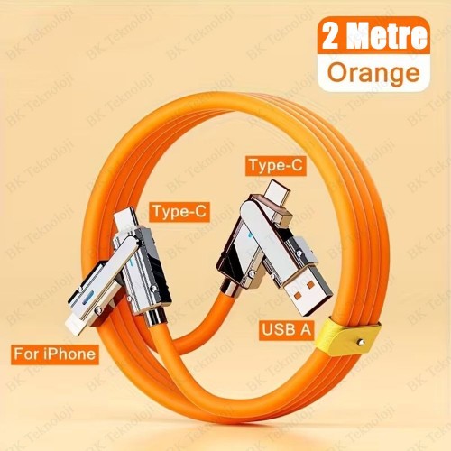 4in1 Hızlı Şarj Kablosu 120W Tüm Cihazlarla Uyumlu - 2 Metre