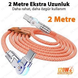 180° Döner Başlıklı Type-C to Type-C Hızlı Data/Şarj Kablosu - 2 Metre