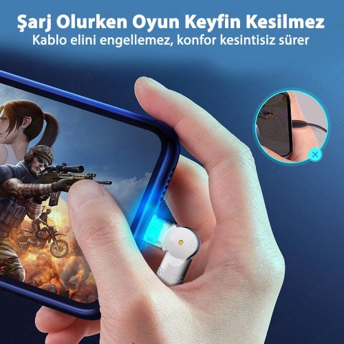 180° Döner Başlıklı Type-C to Type-C Hızlı Data/Şarj Kablosu - 2 Metre