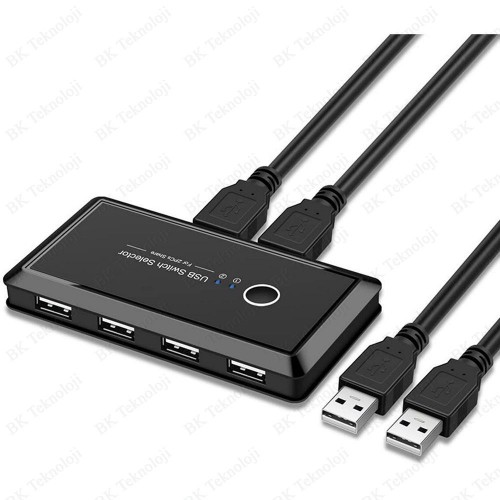 2 Bilgisayar Arasında 4 USB Cihaz Paylaşım Anahtarı (USB Kvm Switch)