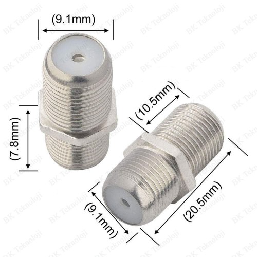 F Tipi Dişi-Dişi Koaksiyel Uydu Kablosu Uzatma Adaptörü RG6 Uyumlu (5 Adet)