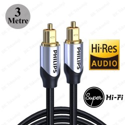 Philips 3 Metre Toslink Optik Ses Kablosu – Hi-Res Audio Fiber Optik SPDIF Kablo