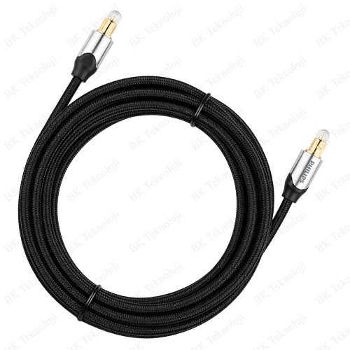 Philips 3 Metre Toslink Optik Ses Kablosu – Hi-Res Audio Fiber Optik SPDIF Kablo