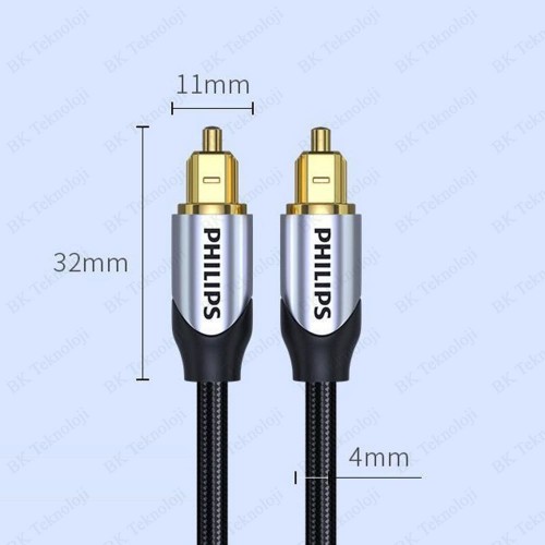 Philips 3 Metre Toslink Optik Ses Kablosu – Hi-Res Audio Fiber Optik SPDIF Kablo