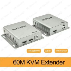 60 Metre HDMI KVM Extender – CAT5e/CAT6 Üzerinden USB HDMI Uzatma Seti