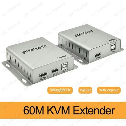 60 Metre HDMI KVM Extender – CAT5e/CAT6 Üzerinden USB HDMI Uzatma Seti