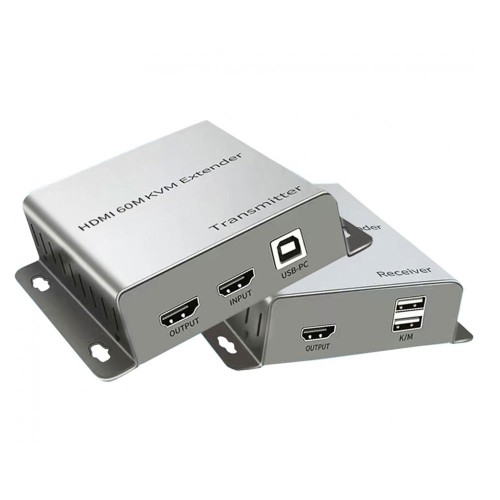 60 Metre HDMI KVM Extender – CAT5e/CAT6 Üzerinden USB HDMI Uzatma Seti