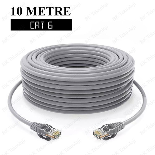 10 Metre CAT6 Ethernet LAN Ağ Kablosu RJ45 Network Patch Kablosu Gri