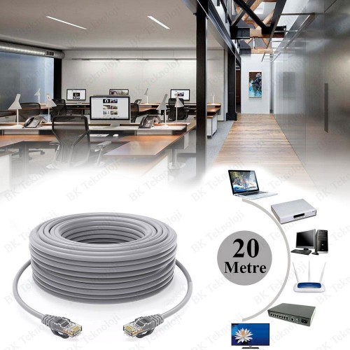 10 Metre CAT6 Ethernet LAN Ağ Kablosu RJ45 Network Patch Kablosu Gri